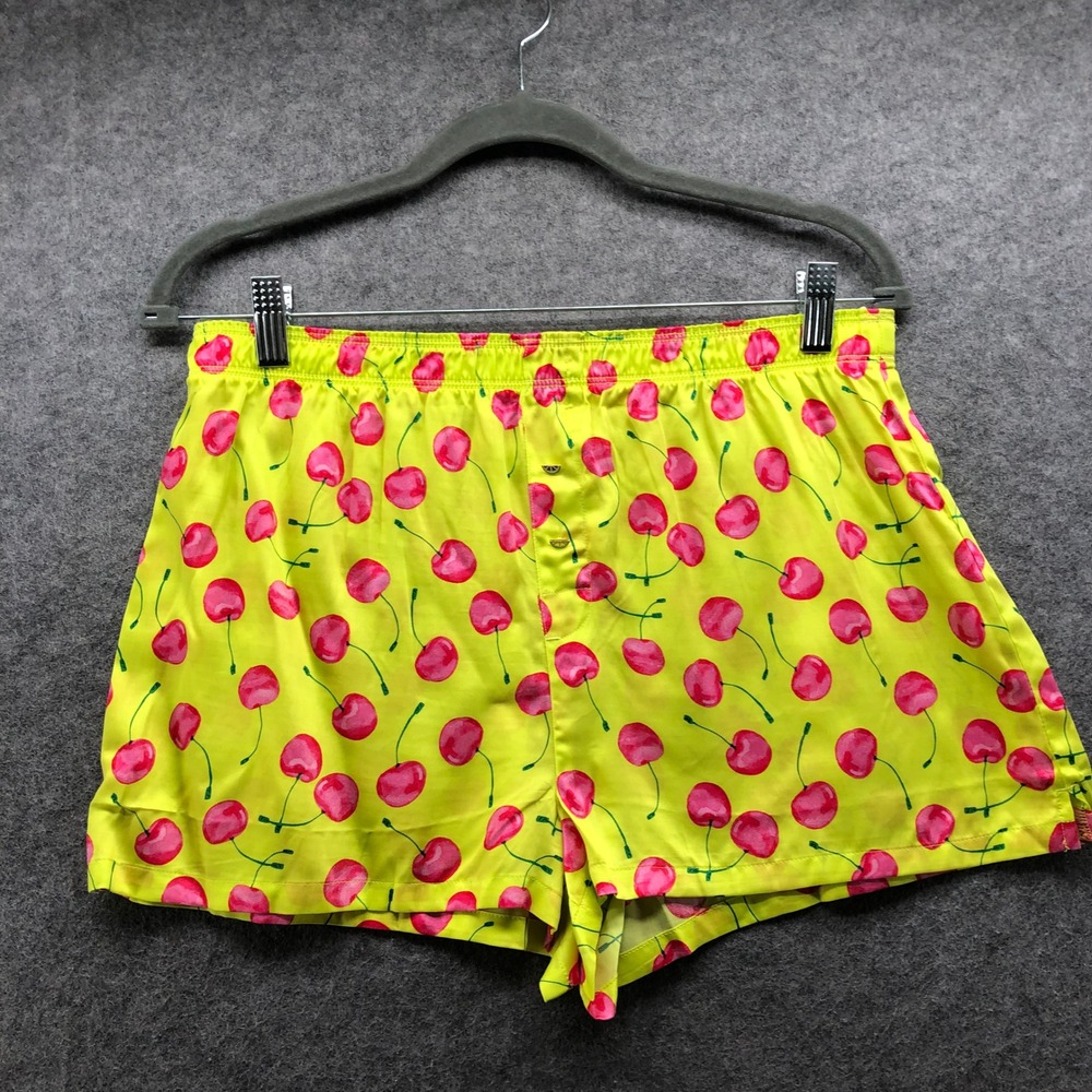 Pink Victoria's Secret Satin Pajama Shorts Womens M Yellow Pink Cherry Print